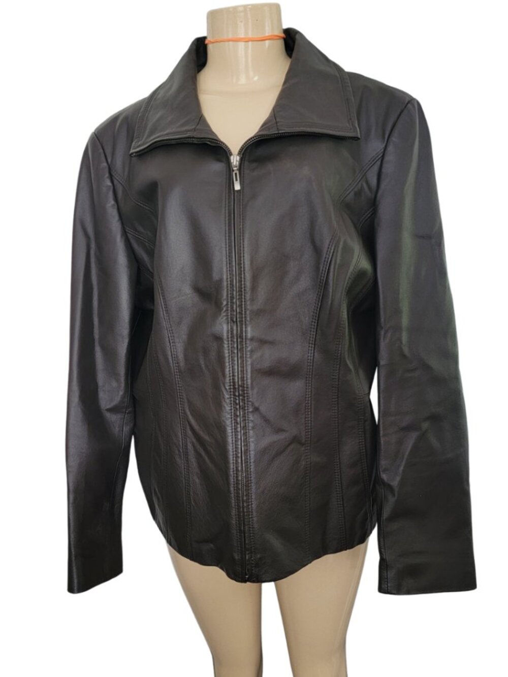 EAST 5TH Fitted Brown Leather Jacket Fully Lined Blazer/Jacket Zip Up - Picture 1 of 13